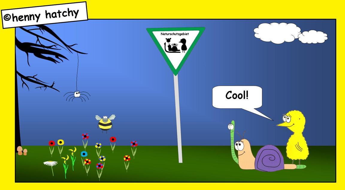 henny hatchy Henny hatchy Sniggel Wyrm Plumbee jimjams Küken Spinne Schnecke Hummel Regenwurm Wurm Comic Cartoon Naturschutzgebiet schützen Blumen Tiere Wald Baum Bäume kleine kleintiere Pilze Schild Sign Schilder dreieckig Wolke Wolken Verbot Warnung verboten Zone Gebiet Areal Strafe Bußgeld